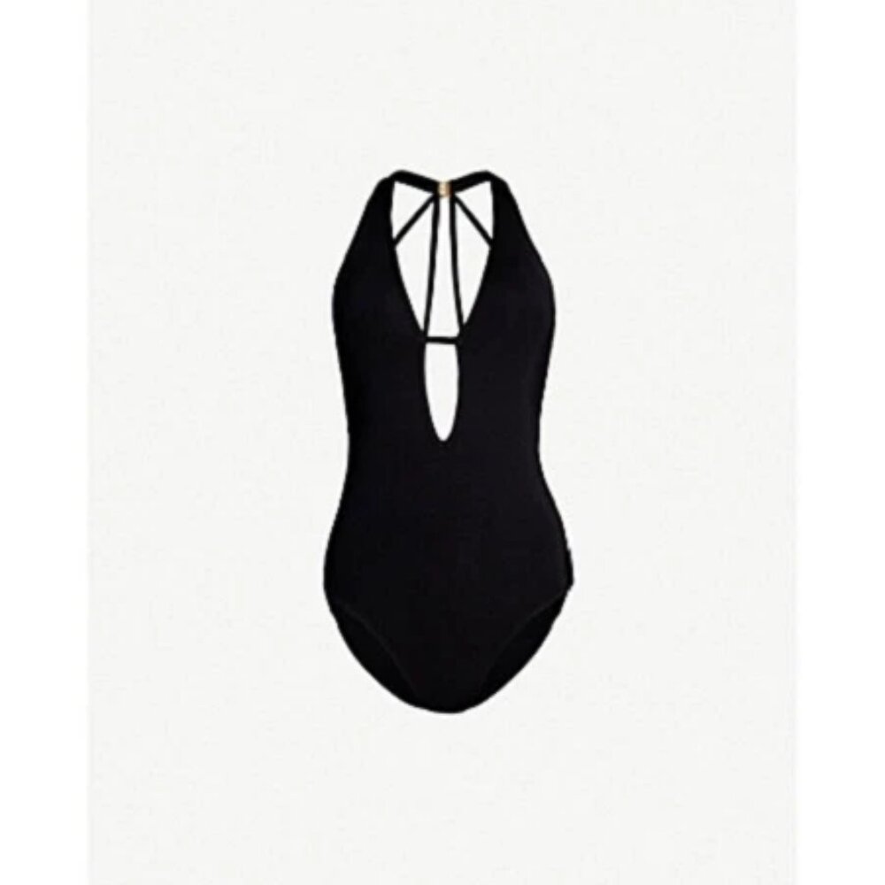 Jets by Jessika Allen Womens Plunge Neckline Halter One-Piece Swimsuit Size 6